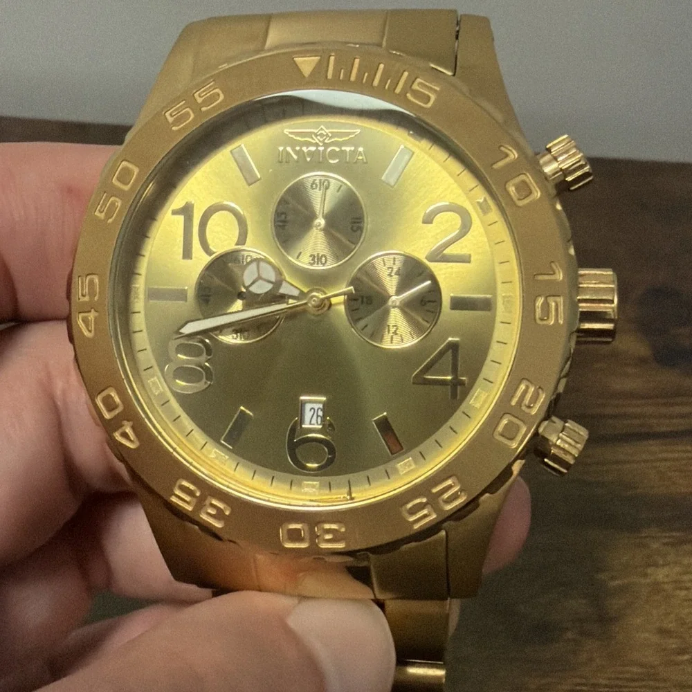 Invicta‎ Tritnite 1270 Men's Watch 50mm Gold Tone Chronograph Stainless Steel